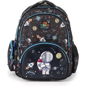 Me Çanta Me Astronot Baskılı Desenli Siyah Okul Çantası