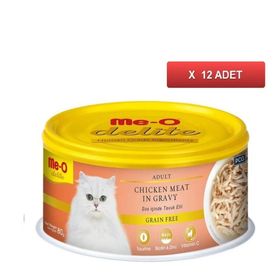 Me-O 12x80 gr Delite Tavuklu Tahılsız Kedi Konservesi