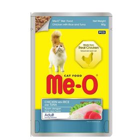 Me-O 12x80 gr Tavuk Pirinç Ve Ton Balıklı Yetişkin Kedi Konservesi
