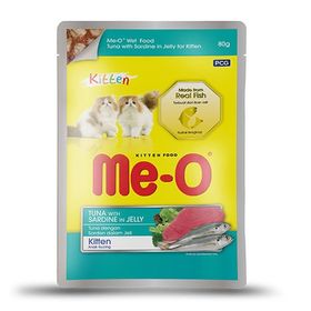 Me-O 12x80 GR Ton Balıklı ve Sardalyalı Yavru Kedi Pouch Konservesi