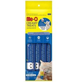 Me-O 4 x 15 gr Creamy Treats Tavuk Karaciğer ve Keçi Sütlü Ek Besin ve Kedi Ödülü