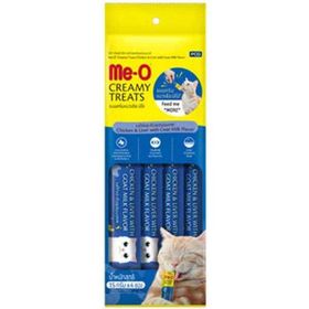 Me-O 4 x 15 gr Creamy Treats Tavuk Karaciğer ve Keçi Sütlü Ek Besin ve Kedi Ödülü