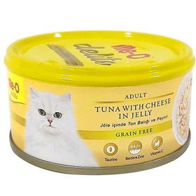 Me-O 80 gr Delite Jöle İçinde Ton Balıklı ve Peynirli Tahılsız Yetişkin Kedi Konservesi