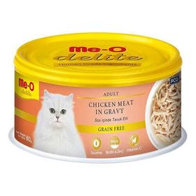 Me-O 80 gr Delite Tavuk Etli ve Soslu Tahılsız Kedi Konservesi