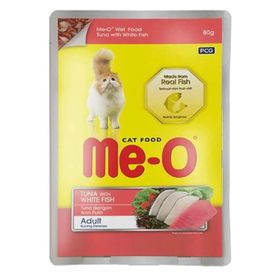Me-O 80 gr Jöle İçinde Pouch Ton Balıklı ve Alabalıklı Kedi Konservesi