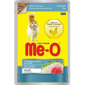 Me-O 80 gr Tavuklu Pirinçli ve Ton Balıklı Yetişkin Kedi Konservesi