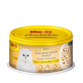 Me-O 9x80 gr Delite Tahılsız Ton ve Peynirli Jelly Kedi Konservesi