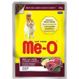 Me-O Adult Gravy Soslu Biftek ve Kuzulu 80 gr Yetişkin Kedi Konservesi