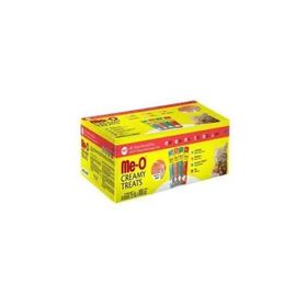 Me-O Creamy Happy Time 15 gr 100'lü 25'er Tavuklu Somonlu Yengeçli ve Ton Balıklı Kedi Ödülü