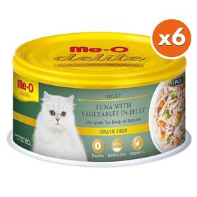 Me-O Delite 80 gr 6 Adet Ton Balıklı ve Sebzeli Jelly Tahılsız Kedi Konservesi