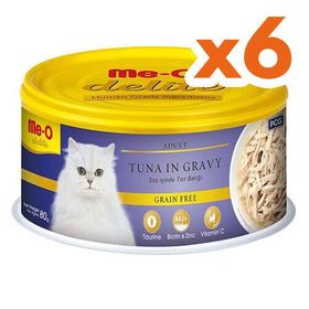 Me-O Delite 80 gr 6 Adet Ton Balıklı ve Soslu Tahılsız Kedi Konservesi