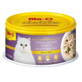 Me-O Delite 80 gr Ton Balıklı ve Tavuk Etli Jelly Tahılsız Kedi Konservesi