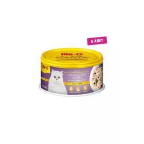 Me-O Delite Jöle İçinde Ton Balıklı ve Tavuklu Tahılsız Yetişkin 6x80 gr Kedi Konservesi
