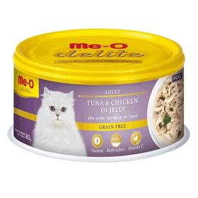 Me-O Delite Ton Balık ve Tavuklu Tahılsız Jelly Konserve Yetişkin 80 gr Kedi Maması
