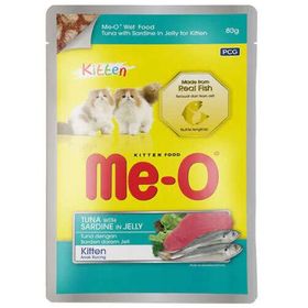 Me-O Kitten Ton Balığı ve Sardalya Jöleli 80 gr Yavru Yaş Kedi Maması