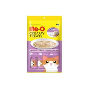 Me-O Kremalı Ton Balıklı ve Deniz Taraklı 4x15 gr Kedi Sıvı Ödül Maması