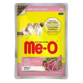 Me-O Sos İçinde Pouch Parça Kuzu Etli 80 gr Yavru Kedi Konservesi