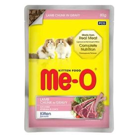 Me-O Sos İçinde Pouch Parça Kuzu Etli 80 gr Yavru Kedi Konservesi