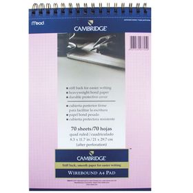 Mead Cambridge A4 70 Yaprak Spiralli Pembe Kareli Bloknot