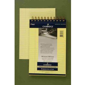 Mead Cambridge Sarı Spiralli Çizgili A5 140 Yaprak Bloknot