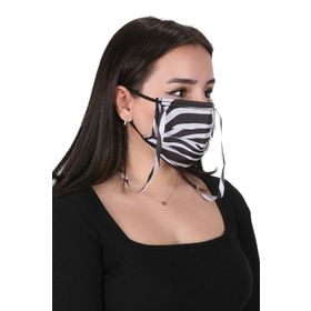 Meditex Gümüş İyonlu Boyundan Askılı Yıkanabilir Zebra Desenli Maske