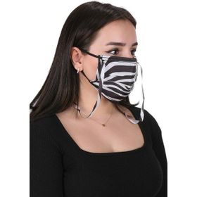 Meditex Gümüş İyonlu Boyundan Askılı Yıkanabilir Zebra Desenli Maske