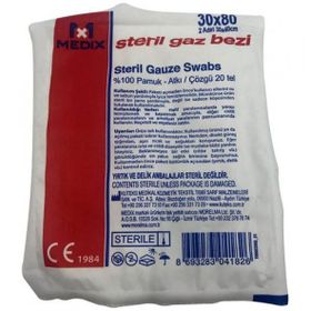 Medix 30x80 cm (2 Adet 30x40 cm) Steril Hidrofil Gazlı Bez
