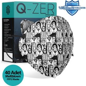Medizer Qzer İnsanlar Desenli FFP2 N95 40 Adet Maske