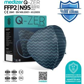 Medizer Qzer Yeşil Çizgi Desenli FFP2 N95 10 Adet Maske