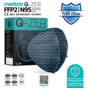 Medizer Qzer Yeşil Çizgi Desenli FFP2 N95 10 Adet Maske