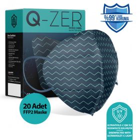 Medizer Qzer Yeşil Çizgi Desenli FFP2 N95 20 Adet Maske