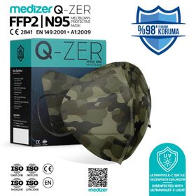 Medizer Qzer Yeşil Kamuflaj Desenli FFP2 N95 20 Adet Maske