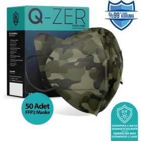 Medizer Qzer Yeşil Kamuflaj Desenli FFP2 N95 50 Adet Maske
