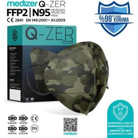 Medizer Qzer Yeşil Kamuflaj Desenli FFP2 N95 50 Adet Maske