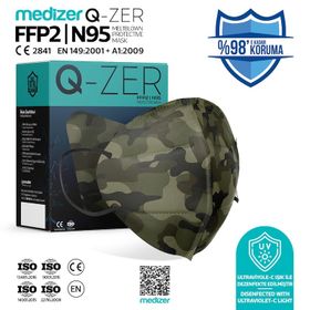 Medizer Qzer Yeşil Kamuflaj Desenli FFP2 N95 50 Adet Maske