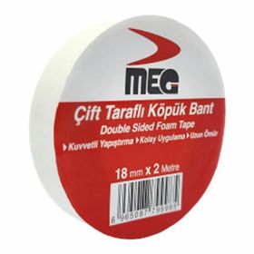 Meg 18 mm x 2 mt Çift Taraflı Köpük Bant