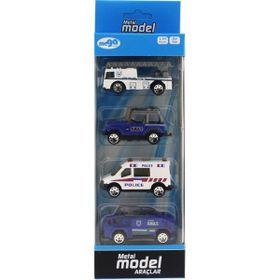Mega 4'lü Die Cast Polis Seti