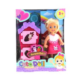 Mega Cute Doll Mini Bebek Tavşanlı ve İki Katlı Kulübe Oyun Seti