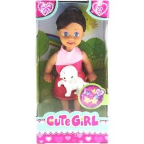 Mega Cute Girl Köpek Figürlü Kumral Mini Bebek