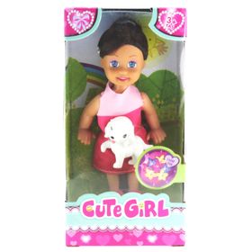 Mega Cute Girl Köpek Figürlü Kumral Mini Bebek