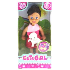Mega Cute Girl Köpek Figürlü Kumral Mini Bebek