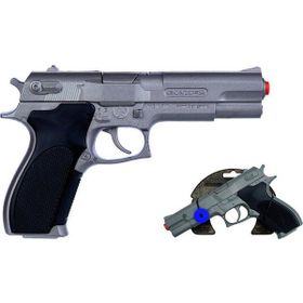 Mega Metalik Gri Gonher Metal Revolver 8'li Kapsül Patlatan Oyuncak Silah