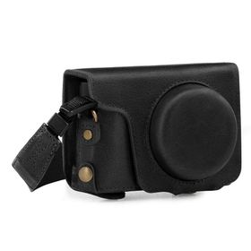 Megagear MG1435 Panasonic Lumix DC-ZS200 Hakiki Deri Kamera Çantası