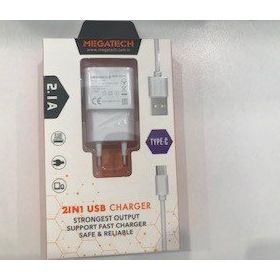 Megatech 2.1a 2ın1 Typc-e Ev Şarj Type-c Kablo