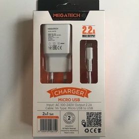 Megatech MT-CM2 2 In 1 2.2A Ev Şarj Micro Kafa Hızlı Şarj