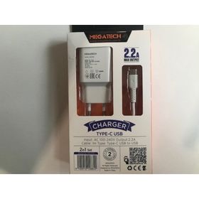 Megatech MT-CT2 2.2A 2 In 1 Typc-e Ev Şarj Type-c Kablo Hızlı Şarj