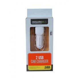 Megatech T05 2Usb 3.4A Beyaz Araç Çakmaklık Şarj Cihazı