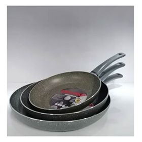 Mehtap 3 Parça 24-26-28 cm Gri Granit Tava Seti