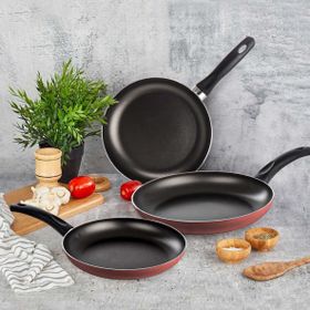 Mehtap 3'lü Bordo 18+22+26 cm Teflon Tava Seti