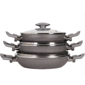 Mehtap Granit Gri 3'Lü 22-20-18 cm Sahan Seti